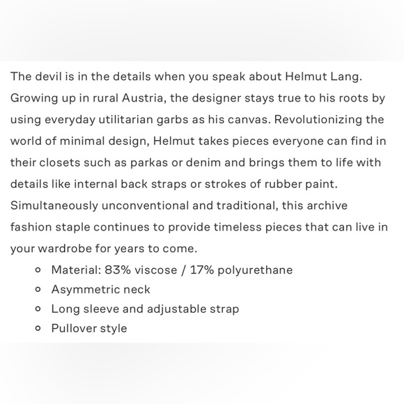 h e l m u t   l a n g   o n e - s h o u l d e r   t o p - Picture 3 of 6